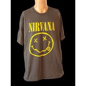 Nirvana Kurt Cobain Smiley Face Grunge Men's XL‎ T-Shirt